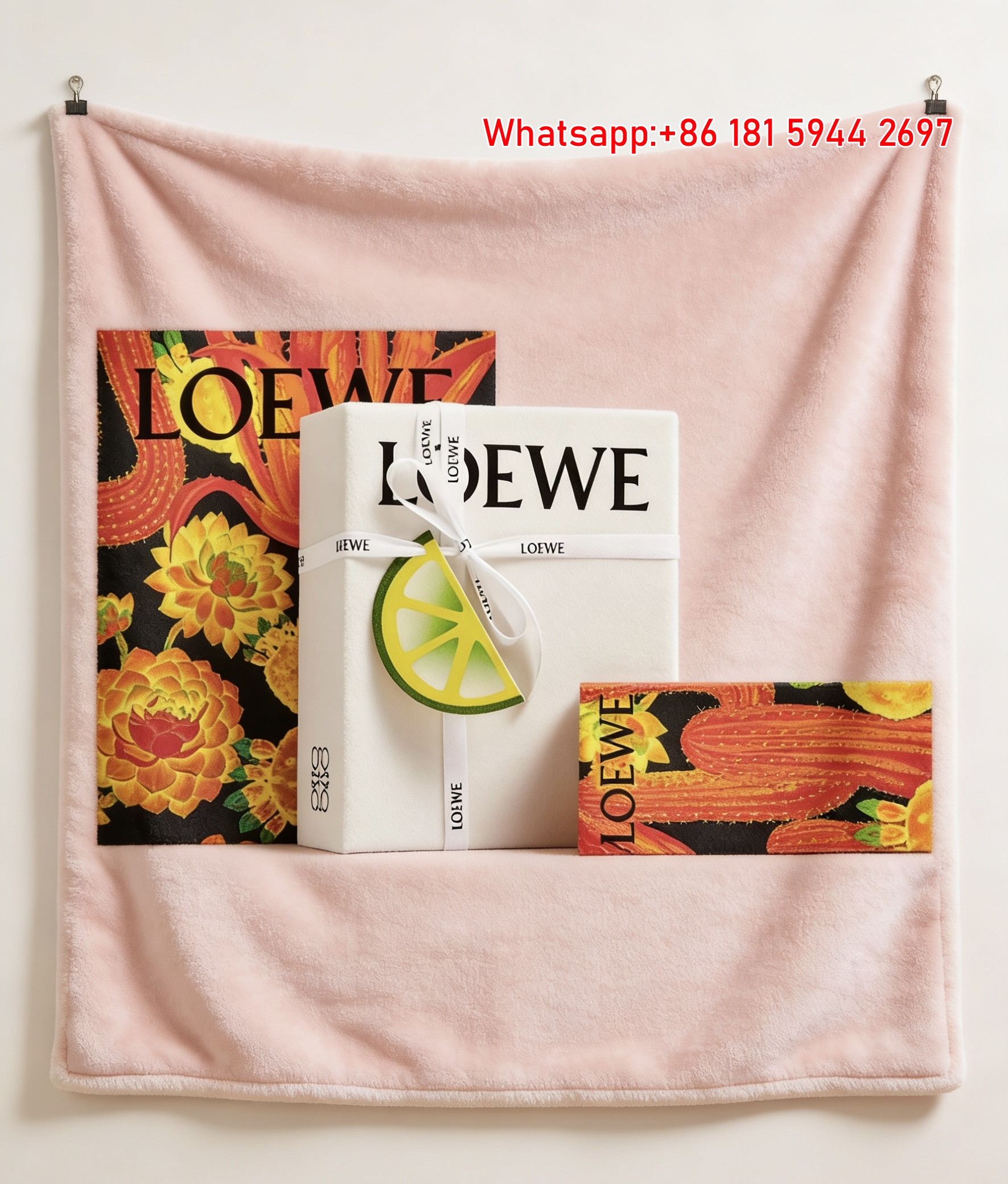 LOEWE Botanical Gift Box Print Flannel Fleece Throw Blanket L343